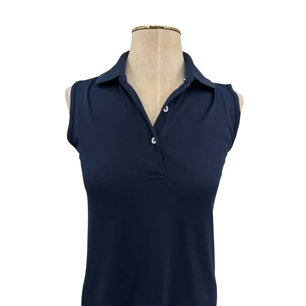 Tory Sport by Tory Burch Sleeveless Golf Polo Shirt Navy Blue Size XS